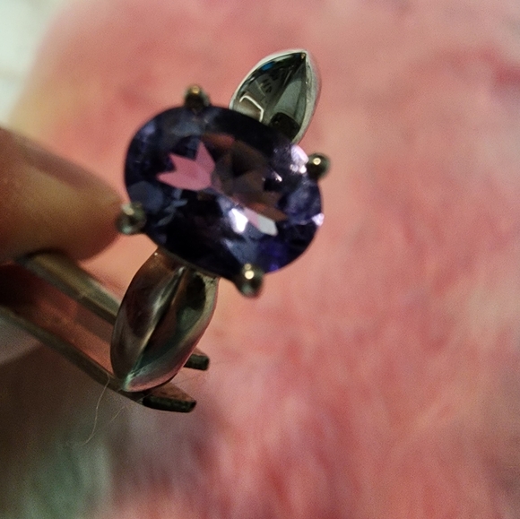 Tanzinite sterling silver size 9 ring - Picture 3 of 8